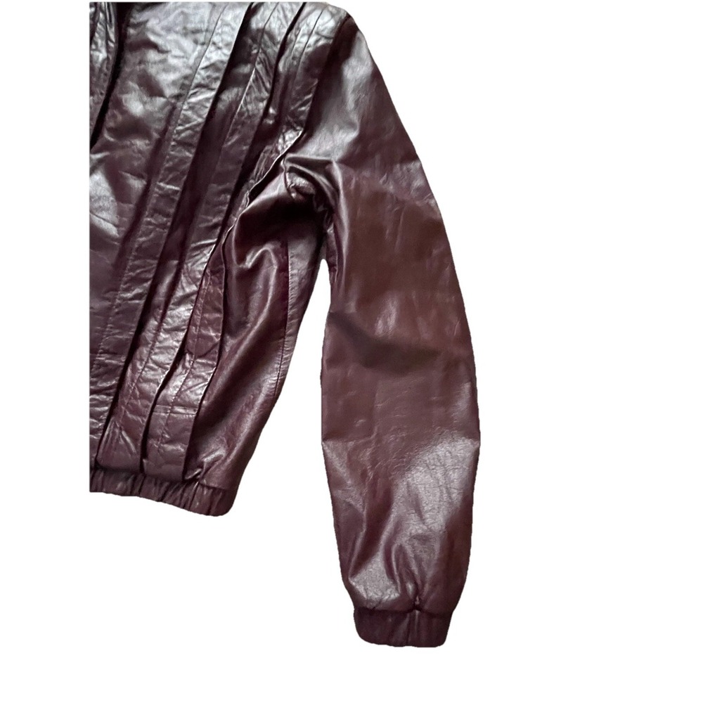 Vintage Verducci Women's Oxblood Leather‎ Moto Bomber Jacket Shearling Quilted - Picture 12 of 14